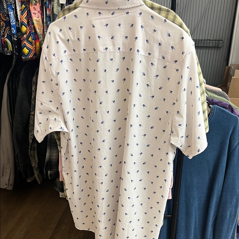 DIXXON “Brolingual”White Shirt with Blue Accents - Picture 5 of 6